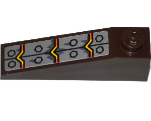 60477pb008 - Slope 18 4 x 1 with Bolted Metal Plates and Lava Pattern (Sticker) - Set 70321