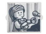 60601pb032 - Glass for Window 1 x 2 x 2 Flat Front with Female Minifigure Singer Piano Player and Microphone Pattern