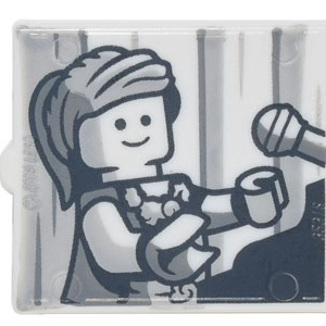 60601pb032 - Glass for Window 1 x 2 x 2 Flat Front with Female Minifigure Singer Piano Player and Microphone Pattern