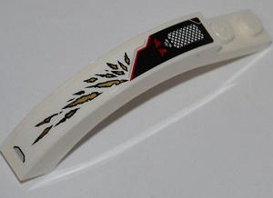 6060pb001R - Arch 1 x 6 x 3 1/3 Curved Top with Grille, Asian Characters and Gold Flames Pattern Model Right Side (Sticker) - Set 9449