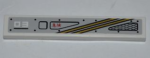 6636pb063L - Tile 1 x 6 with White '03', Red Chinese Logogram '??' (Danger), 2 Gold Lines and Grille Pattern Model Left Side (Sticker) - Set 9449
