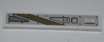 6636pb063R - Tile 1 x 6 with White '03', Red Chinese Logogram '??' (Danger), 2 Gold Lines and Grille Pattern Model Right Side (Sticker) - Set 9449