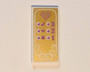 87079pb0304 - Tile 2 x 4 with Elevator Buttons on Gold Background Pattern (Sticker) - Set 41101