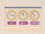 87079pb0306 - Tile 2 x 4 with 3 Gold Clocks and 'LA', HLC' and 'TOKYO' Pattern (Sticker) - Set 41101