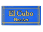 87079pb1076 - Tile 2 x 4 with Gold 'El Cubo Fine Art' and Geometric Frame Pattern