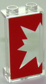 87544pb037L - Panel 1 x 2 x 3 with Side Supports - Hollow Studs with Red Starburst Explosion Left Half on Transparent Background Pattern (Sticker) - Set 41235