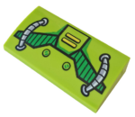88930pb069 - Slope, Curved 2 x 4 x 2/3 with Bottom Tubes with Green Grille and Gray Hoses Pattern