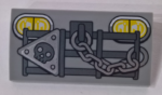 88930pb094 - Slope, Curved 2 x 4 x 2/3 with Bottom Tubes with Headlights, Roll Bars, Chain and Skull Pattern