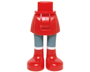 92252c00pb008 - Mini Doll Hips and Skirt, Sand Blue Legs and Red Boots Pattern - Thick Hinge