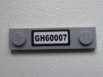 92593pb016 - Plate, Modified 1 x 4 with 2 Studs without Groove with 'GH60007' Pattern (Sticker) - Set 60007