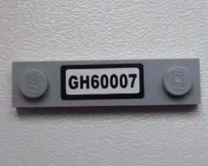 92593pb016 - Plate, Modified 1 x 4 with 2 Studs without Groove with 'GH60007' Pattern (Sticker) - Set 60007