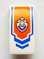 93606pb011 - Slope, Curved 4 x 2 with Blue Arrow and Coast Guard Logo on Orange Background Pattern (Sticker) - Set 60011