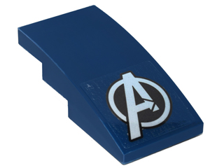93606pb052 - Slope, Curved 4 x 2 with White Avengers Logo Pattern (Sticker) - Set 76051