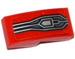 11477pb033 - Slope, Curved 2 x 1 x 2/3 with Silver Lines and Pentagon on Red Background Pattern (Sticker) - Set 70314