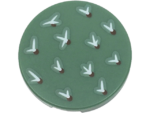 14769pb646 - Tile, Round 2 x 2 with Bottom Stud Holder with White and Dark Brown Cactus Needles Pattern