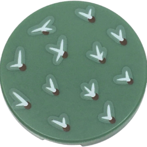 14769pb646 - Tile, Round 2 x 2 with Bottom Stud Holder with White and Dark Brown Cactus Needles Pattern