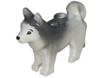 16606pb001 - Dog, Husky with Marbled Dark Bluish Gray Ears and Back and Printed Black Eyes and Nose, White Face and Ears Pattern