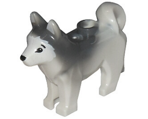 16606pb001 - Dog, Husky with Marbled Dark Bluish Gray Ears and Back and Printed Black Eyes and Nose, White Face and Ears Pattern