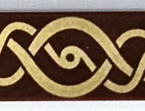 2431pb848 - Tile 1 x 4 with Gold Intertwined Sea Serpent / Snake Pattern