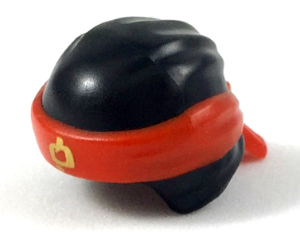 24496pb03 - Minifigure, Headgear Ninjago Wrap Type 3 with Molded Red Bandana and Knot and Printed Gold Ninjago Logogram Letter H Pattern