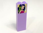 2454pb127 - Brick 1 x 2 x 5 with Girl and Lime Parrot Pattern (Sticker) - Set 41095