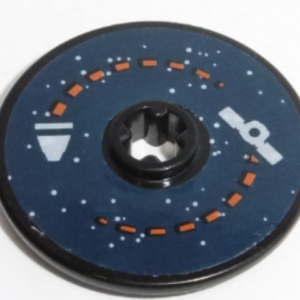 2723pb079 - Technic, Disk 3 x 3 with Satellite and Rocket Orbit Pattern (Sticker) - Set 60228