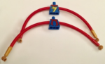 28602pb01c02 - Torso, Modified Female Red Scarf and Yellow Lightning Bolt Pattern / Red Long Rubber Arms with 1 Pearl Gold Cuff Pattern / Medium Nougat Hands
