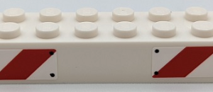 3006pb012L - Brick 2 x 10 with Red and White Danger Stripes and Rivets Pattern Model Left Side (Stickers) - Set 75917