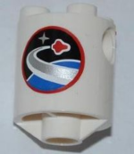 30361pb016 - Brick, Round 2 x 2 x 2 Robot Body with Space Center Logo Pattern on Both Sides (Stickers) - Set 3366