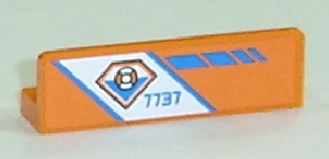 30413pb012L - Panel 1 x 4 x 1 with Coast Guard Logo and Blue '7737' on Diagonal White Stripe Pattern Model Left Side (Sticker) - Set 7737