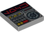 3068pb0378 - Tile 2 x 2 with Red Aurebesh Characters 'LOCK' and Key Controls Pattern