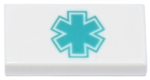 3069pb1170 - Tile 1 x 2 with Dark Turquoise EMT Star of Life Pattern