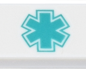 3069pb1170 - Tile 1 x 2 with Dark Turquoise EMT Star of Life Pattern
