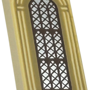 3069pb1190 - Tile 1 x 2 with Silver Arched Window with Dark Brown Lattice and Dark Tan Arches Pattern