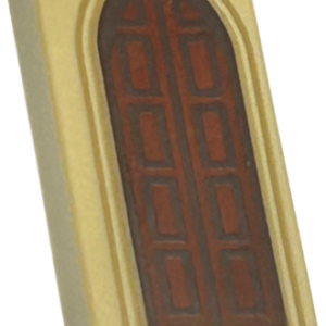 3069pb1191 - Tile 1 x 2 with Reddish Brown Door with Dark Brown Edges and Rectangles and Dark Tan Arch Pattern