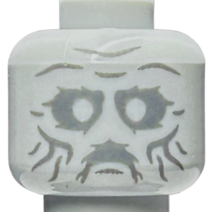 28621pb0135 - Minifigure, Head Alien Dark Bluish Gray Cheek Lines, Chin Dimple, and Wrinkles, Sunken Eyes and Mouth Pattern (HP Statue of Slytherin Face) - Vented Stud