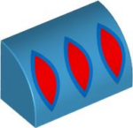 37352pb023 - Slope, Curved 1 x 2 with 3 Red Pointed Ovals with Blue Outline Pattern (BrickHeadz Snow White Sleeve)