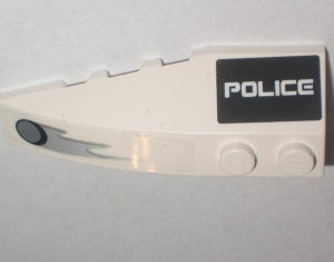 41747pb029 - Wedge 6 x 2 Right with 'POLICE' on Black Background and Hole with Flames Pattern (Stickers) - Set 5969