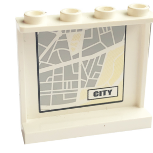 4215bpb20 - Panel 1 x 4 x 3 - Hollow Studs with Map Street Pattern 8 with 'CITY' on Inside (Sticker) - Set 7743