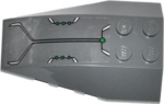 43712pb040 - Wedge 6 x 4 Triple Curved with 7 Green Dots and Black and Silver Lines Pattern (Sticker) - Set 76003