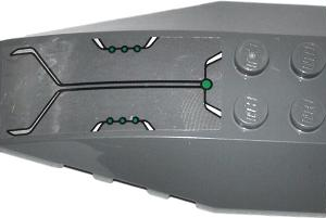 43712pb040 - Wedge 6 x 4 Triple Curved with 7 Green Dots and Black and Silver Lines Pattern (Sticker) - Set 76003