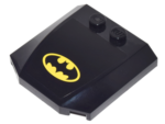 45677pb095 - Wedge 4 x 4 x 2/3 Triple Curved with Yellow Batman Logo on Black Background Pattern (Sticker) - Set 76035
