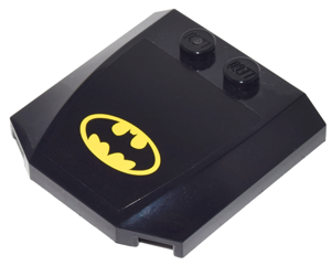 45677pb095 - Wedge 4 x 4 x 2/3 Triple Curved with Yellow Batman Logo on Black Background Pattern (Sticker) - Set 76035