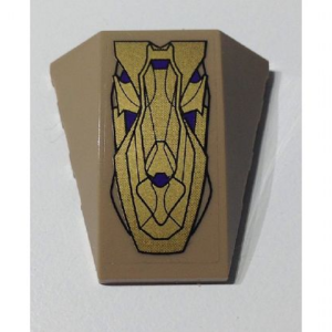 47753pb055 - Wedge 4 x 4 Triple Curved No Studs with Gold Emblem Pattern (Sticker) - Set 6865