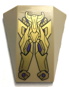 47753pb069 - Wedge 4 x 4 Triple Curved No Studs with Gold Armor Plates with Dark Purple Highlights Pattern (Sticker) - Set 6865