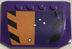 52031pb116 - Wedge 4 x 6 x 2/3 Triple Curved with Bullet Holes and Black Stripes on Orange and Dark Purple Background Pattern (Sticker) - Set 6864