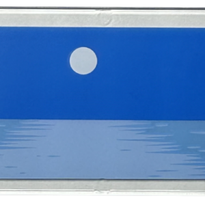 57895pb129 - Glass for Window 1 x 4 x 6 with Blue Sky, White Moon, Bright Light Blue and Medium Blue Ocean / Sea Water Pattern