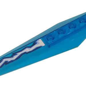 57906pb014 - Hinge Plate 3 x 12 with Angled Side Extensions and Tapered Ends with Blue and White Lightning on Transparent Background Pattern Type 1 (Sticker) - Set 70602