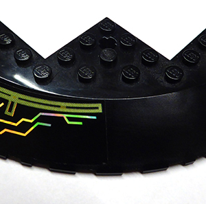 58846pb08L - Brick, Round Corner 10 x 10 with Slope 33 Edge, Axle Hole, Facet Cutout with Iridescent Mirrored Circuit Pattern Model Left Side (Sticker) - Sets 7644 / 7646 / 7649