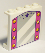 60581pb157 - Panel 1 x 4 x 3 with Side Supports - Hollow Studs with Mirror, Dark Pink Sides with Lamps and Dark Purple Stars Pattern
